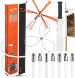 Vevor Ensemble de brosses de cheminée, brosse de cheminée avec une longueur maximale de 7 m, brosse de tuyau de poêle avec deux têtes de brosse, ramoneur, outil de nettoyage de cheminée pour cheminées carrées et rectangulaires
