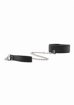 Ouch! Reversible Collar with Leash - Black / Black