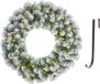 Mica Decorations Kerstkrans/deurkrans groen verlichting 30 lampjes en sneeuw 60 cm met ijzeren hanger