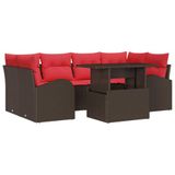 vidaXL - Tuinbank - Set - 7 - st - Bruin - en - Rood