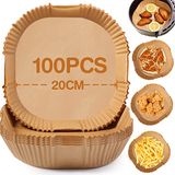 Diboniur Bakpapier voor luchtfriteuse, 20 cm, 100 vellen