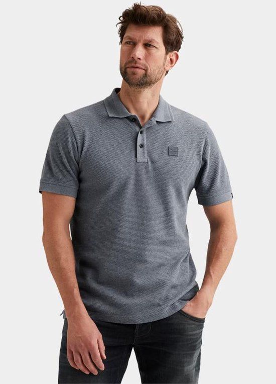 PME Legend Polo korte mouw Blauw Short sleeve polo popcorn jer PPSS2602856/5106