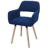 Mendler Eetkamerstoel HWC-A50 II - Gestoffeerde stoel - Hout en geribbelde stof - 400 g/m² - Blauw