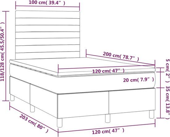 VidaXL Boxspring met matras fluweel zwart 120x200 cm