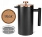 RVS Cafetière à piston 1L avec double paroi