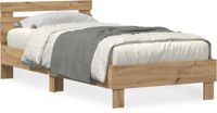vidaXL Bedframe - met - hoofdeinde - Artisan - Eiken - 90 - x - 190 - cm - Bewerkt - hout