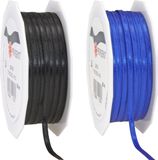Ruban cadeau/ruban décoratif - noir/bleu - 3 mm x 50 mètres - Loisir créatif/décoration/artisanat
