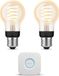 Philips Hue Starterspakket - E27 - met 2 Filament Standaard Lampen (A60) - Warm tot Koelwit Licht - Incl. 1 Hue Bridge - Hue White Ambiance Filament