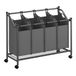 Songmics Panier à linge sur roulettes, panier à linge avec 4 sacs à linge amovibles, chariot à linge, panier à linge, pour buanderie, chambre, salle de bain, 4 x 45 L, gris ardoise RLS103G01