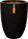 Capi Europe Vaas Elegant Laag Rib - 34x46 cm - Zwart - Bloempot voor Binnen & Buiten