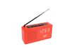 Fisura - Radiowekker, klok, draagbare desktopradio, digitale wekker met radio, 17,7 x 4,5 x 9 cm, materiaal: hout (Rood)