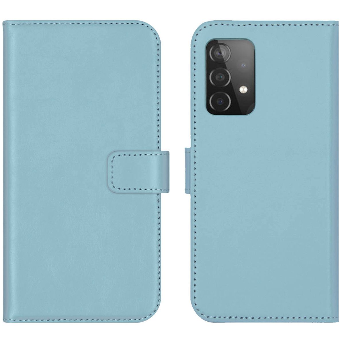 Selencia Lederen Booktype voor de Samsung Galaxy A52 - Lichtblauw