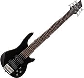 Gear4music Chicago 6-snarige Basgitaar, Zwart
