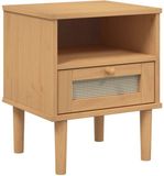 vidaXL Nachtkastje SENJA rattan-look 40x35x48 cm grenenhout bruin