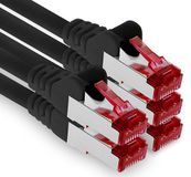 1aTTack.de - 5x 0,5m CAT6 Patchkabel S/FTP PIMF Afgeschermde CAT.6 RJ45 Netwerkkabel Ethernetkabel DSL LAN Router Switch Modem Patchpaneel - Zwart - 5 stuks