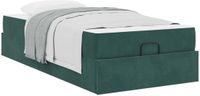 vidaXL Cadre de lit avec matelas, vert foncé, velours, 100 x 200 cm