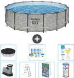 Bestway Rond Steel Pro MAX Zwembad - Steenprint - 488 x 122 cm