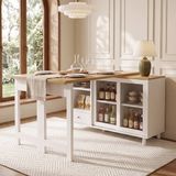 STILVORA Eettafel - Uitschuifbaar en Opklapbaar met Opbergruimte - Wit/Naturel MDF - 120x40x75,5 cm
