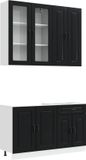 vidaXL Bloc cuisine KALMAR 4 pcs Noir Bois transformé