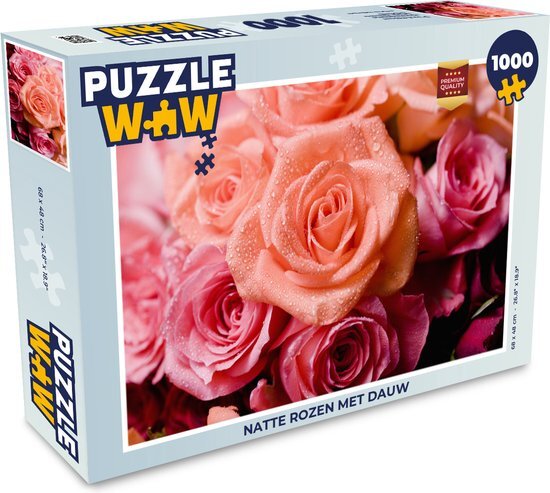 MuchoWow Puzzel Natte rozen met dauw - Legpuzzel - Puzzel 1000 stukjes volwassenen