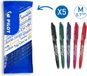 Pilot FriXion Ball Uitwisbare Pen - 0,7mm - 5 stuks - Zwart, Groen, Paars, Roze, Rood