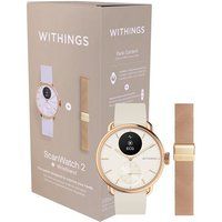 Withings Smartwatch Pack ScanWatch 2 38 mm Zandkleur en Roségoud + Milanees bandje 18 mm Roségoud