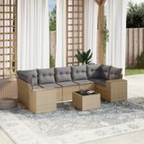 Maison Exclusive - Ensemble de meubles de jardin 8 pièces avec canapé et coussins, beige, en polyrotin