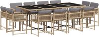 vidaXL 13-delige Tuinset met kussens, polyrattan, gemengd beige