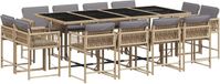 vidaXL 13-delige Tuinset met kussens, polyrattan, gemengd beige