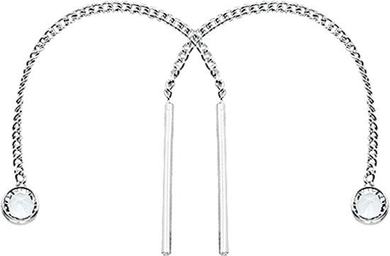 The Jewelry Collection Doortrekoorbellen Zirkonia - Zilver