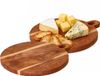 Excellent Houseware Keuken snijplank - 2x - Dia 30 cm - teak hout - serveerplank - broodplank - tapas - hapjes - rond - 2 cm dik