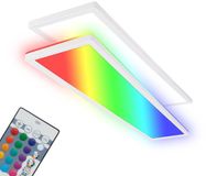 B.K.Licht BRILONER Tava - LED Plafondlamp – dimbaar – RGB kleuren – met afstandsbediening – ultra Plat – wit – 98x20x3 cm