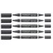 STAEDTLER Lumocolor permanent duo permanent marker, marker met dikke en dunne punt, veeg- en watervast, sneldrogend, navulbaar, langhoudend, 5 zwarte markers, 348 B-9X