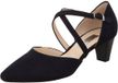 Gabor Pumps Blauw Velours Blokhak 5-7cm Puntige Neus Glitter Pailletten Gesp