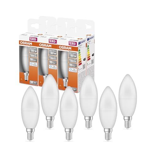 OSRAM LED STAR KLASSISK B60 LED LAMP E14 Stearinlys FR 806 Lumen Daylight White (6500K) 6-pack