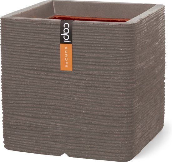 Capi Europe Bloempot vierkant Rib NL 50x50 Warm taupe