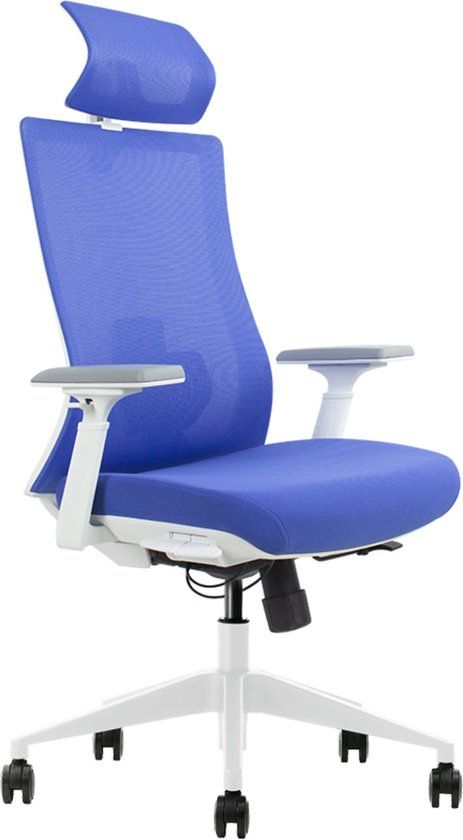 Euroseats Verona Ergonomische Bureaustoel - Blauw - Mesh - Met hoofdsteun - Verstelbare armleuningen