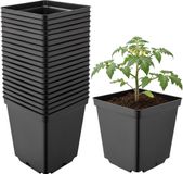 Garronda Set van 20 vierkante kunststof kweekpotten met drainagegaten voor tuin (Zwart, 15 x 15 x 15 cm (2,5L)) GD-KW-S