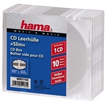 Hama CD Slim Empty Box - 10 Pack - Transparent