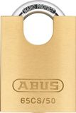 ABUS Hangslot 65CS/50 Messing - Geharde Stalen Beugel, Veiligheidsniveau 6 | Massief messing slothuis met NANO PROTECT coating - 50 mm breed, 363 g - voor poorten, lockers en kelderdeuren