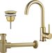 Fortifura Calvi Wastafelkraanset - hoge wastafelkraan - draaibare uitloop - always open plug - verlaagde design sifon - PVD - geborsteld messing (goud)