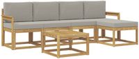 vidaXL - Buiten - bank - set - 6 - st - Wit - en - Lichtgrijs - Polyester
