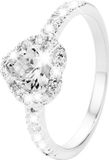 Lucardi Dames Zilveren ring hart met zirkonia - Ring - 925 Zilver - Zilverkleurig - 16 / 50 mm