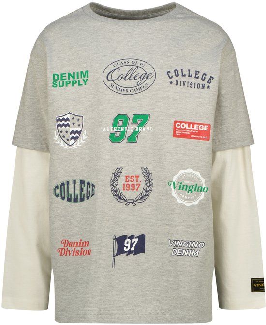 Vingino - Harbor - Jongens T-shirt - Korte mouw - Katoen - Fearless grey melee - Maat 152