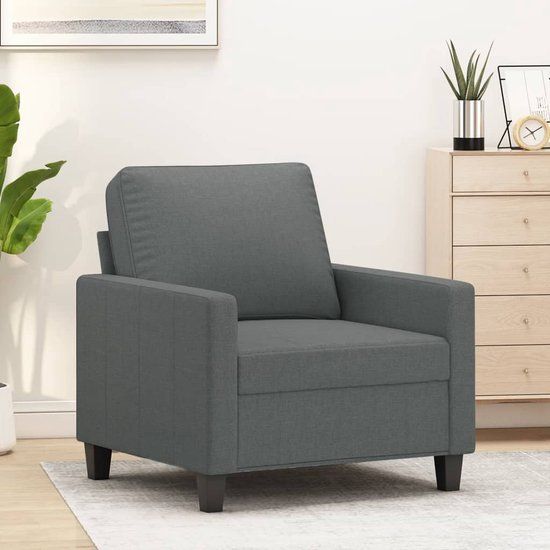 vidaXL Fauteuil 60 cm stof donkergrijs
