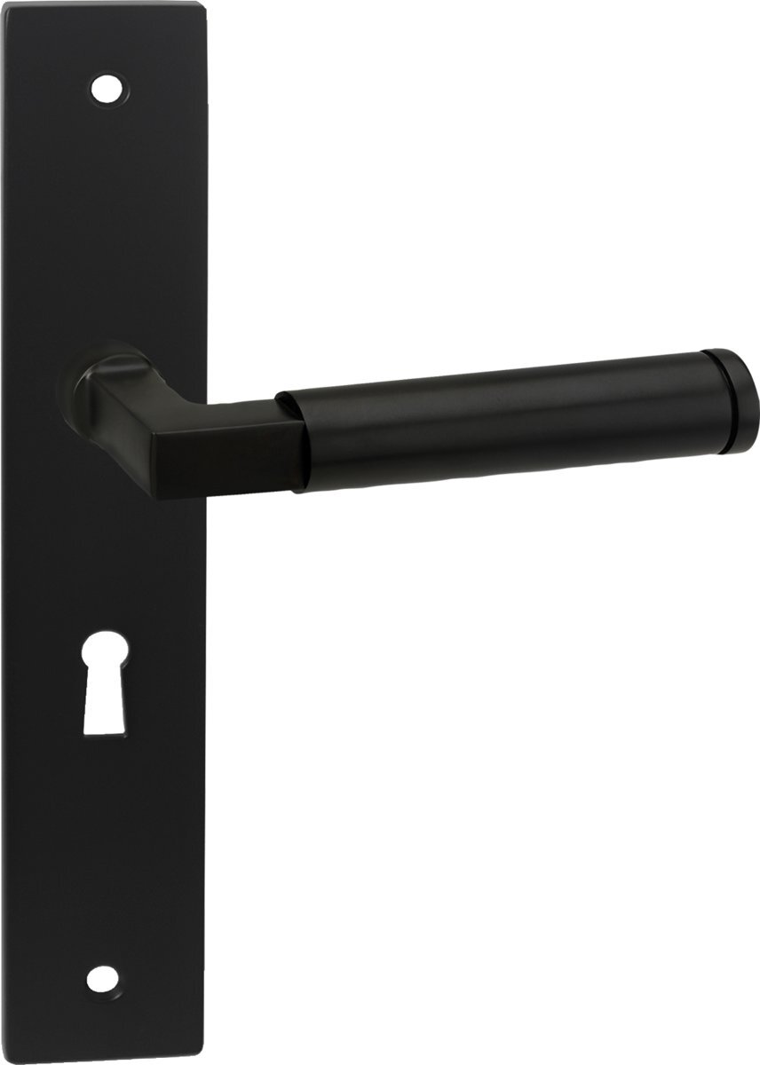 Impresso binnendeurbeslag Aston - Vierkant deurschild met schroef en sleutelgat - Aluminium - Zwart