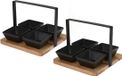 Excellent Houseware serveerplank met 4 schaaltjes - 2x - hout - aardewerk - 22 cm