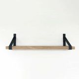 GoudmetHout Wandplank Industrieel - 50 x 25 cm - Eiken Hout - Mat Blank Staal