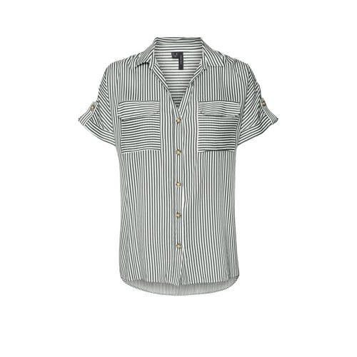 VERO MODA VMBUMPY blouse - donkergroen/wit