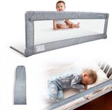 Mobiclinic Dreamy - Bedhekje - 150cm - Opvouwbaar - Transporteerbare tas - Bedrail - Dubbele bevestiging - Veilig - Tot 25kg - Grijs
